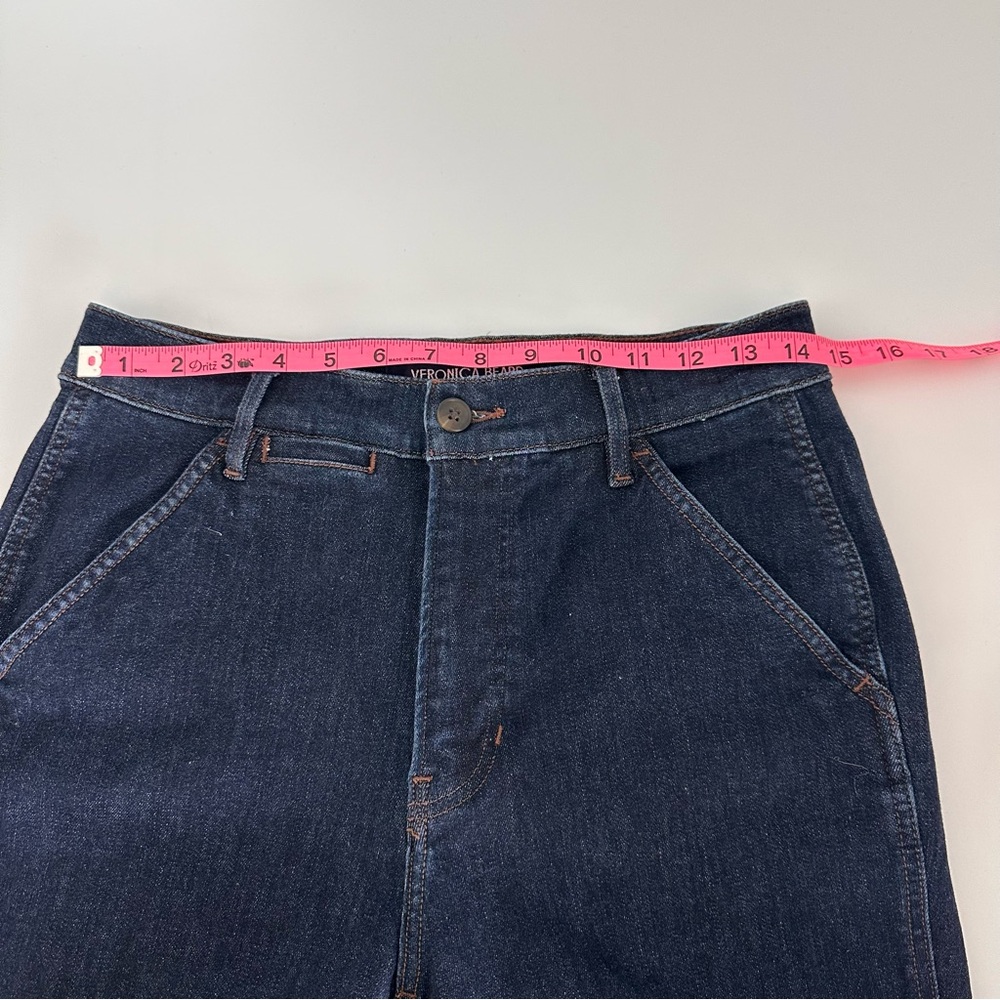 Veronica Beard Crosbie Indigo Rinse High-Rise Wide-Leg Trousers Jeans 28 Dark - Picture 7 of 12
